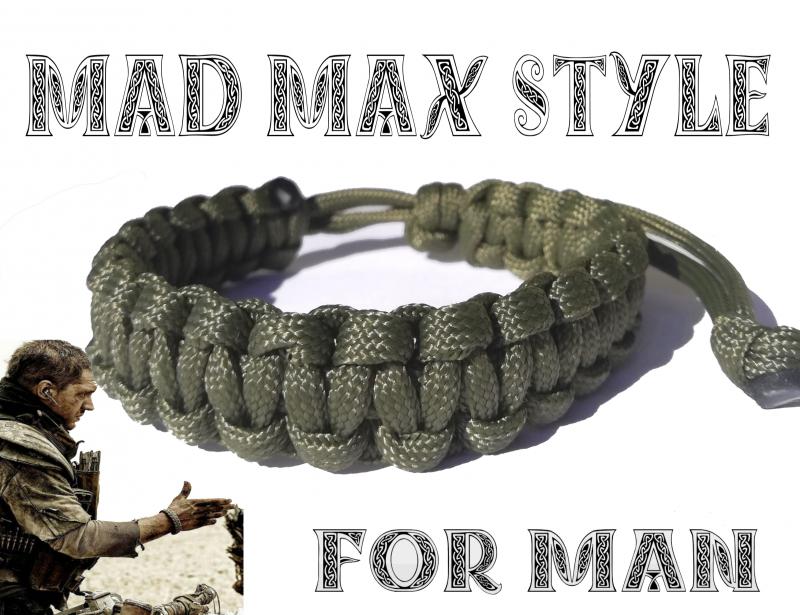 MAD MAX STYLE Cobra férfi paracord karkötő katona zöld (sötétkeki)