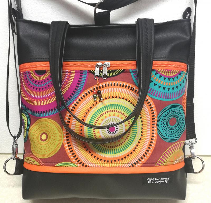 Mandalák 4in1 nagy csini univerzális táska hátizsák narancs