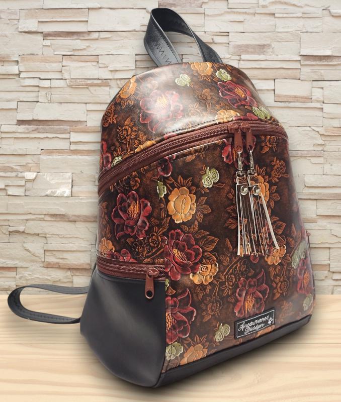 MAXIM BackPack L hátizsák - Antikolt rózsák textilbőr pántokkal 36x28x16