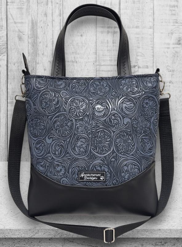 Melanie pakolós válltáska oldaltáska hátulzsebes kézifüllel - Elegáns 3D virágok