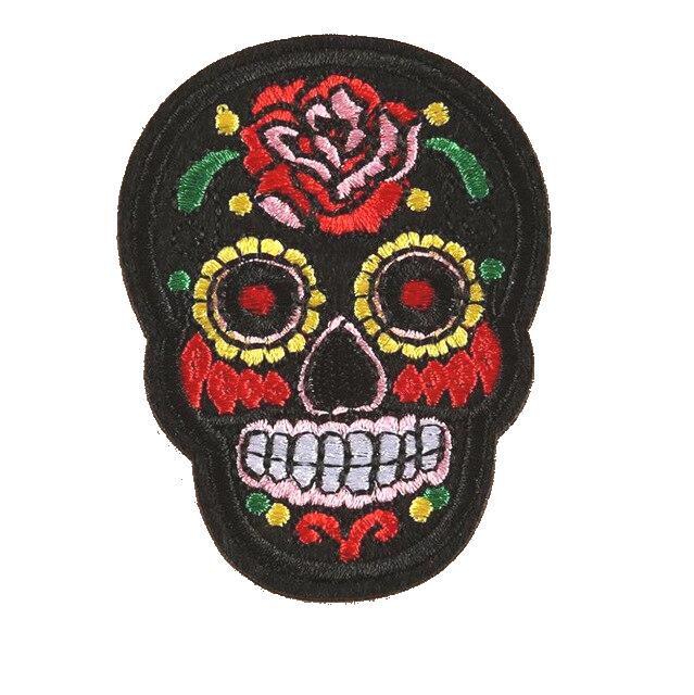 Mexikói koponya vasalható varrható hímzett felvarró folt 7x5,2cm fekete