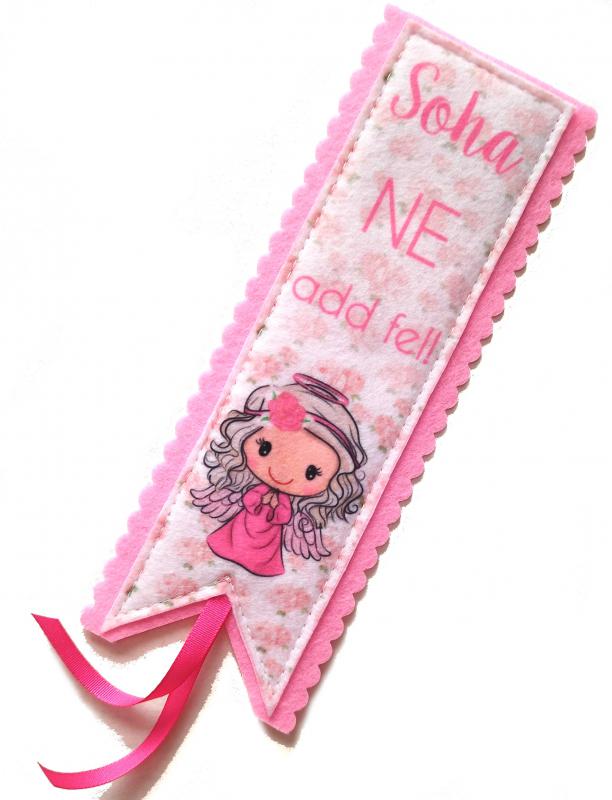 Motívációs filc könyvjelző - rózsaszín angyal - Soha ne add fel