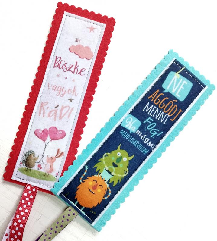 Motívációs filc könyvjelző szett gyerekeknek (2darab) lányoknak türkiz-piros