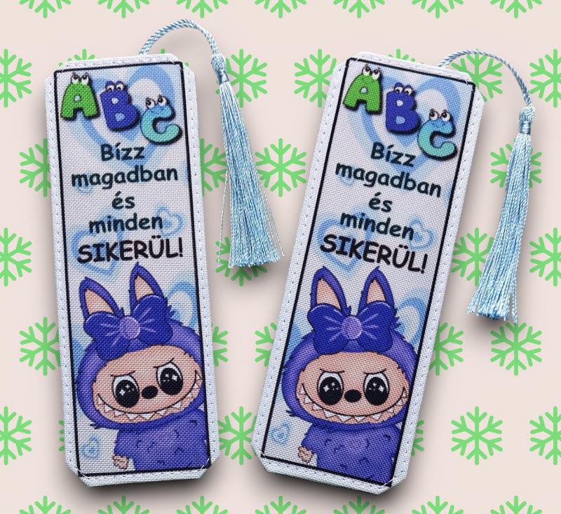 Motívációs könyvjelző - Labubu fiús - Bízz magadban és minden sikerül!