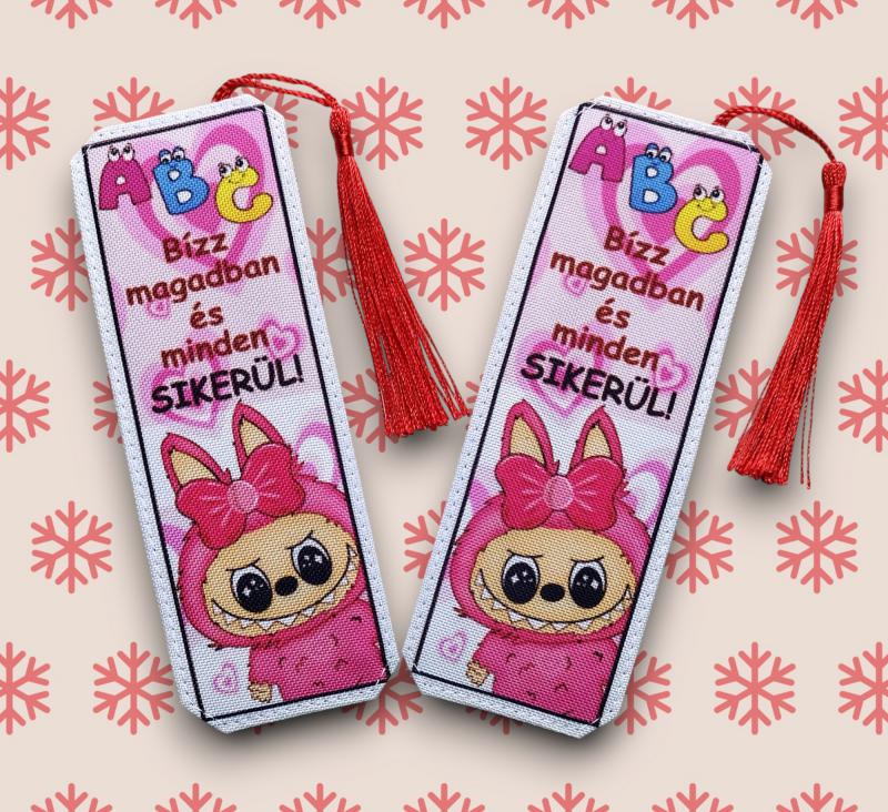 Motívációs könyvjelző - Labubu lány - Bízz magadban és minden sikerül!