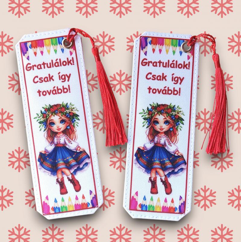 Motívációs könyvjelző - Lány - Gratulálok! Csak így tovább!