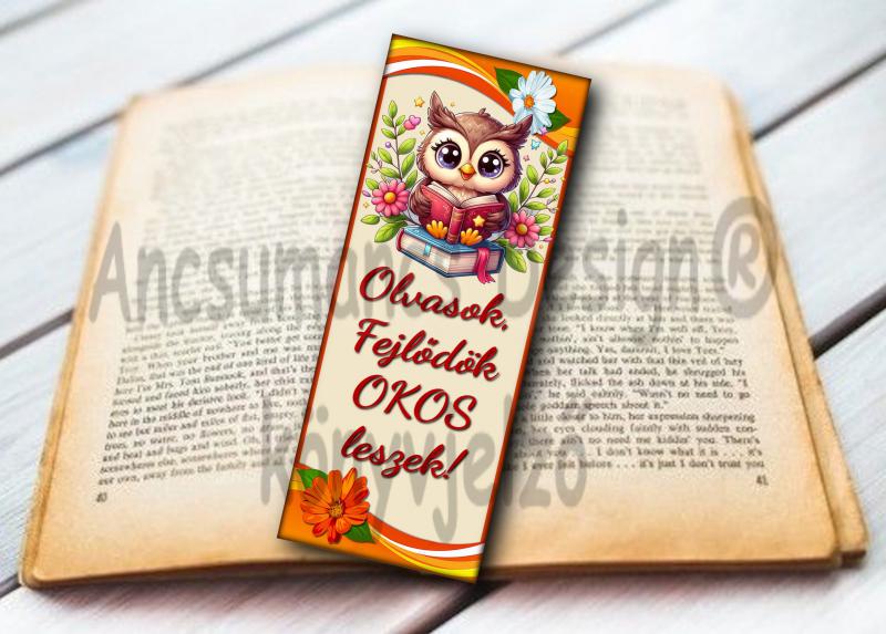 Motívációs laminált könyvjelző Olvasok,fejlődök okos lezsek - bagoly