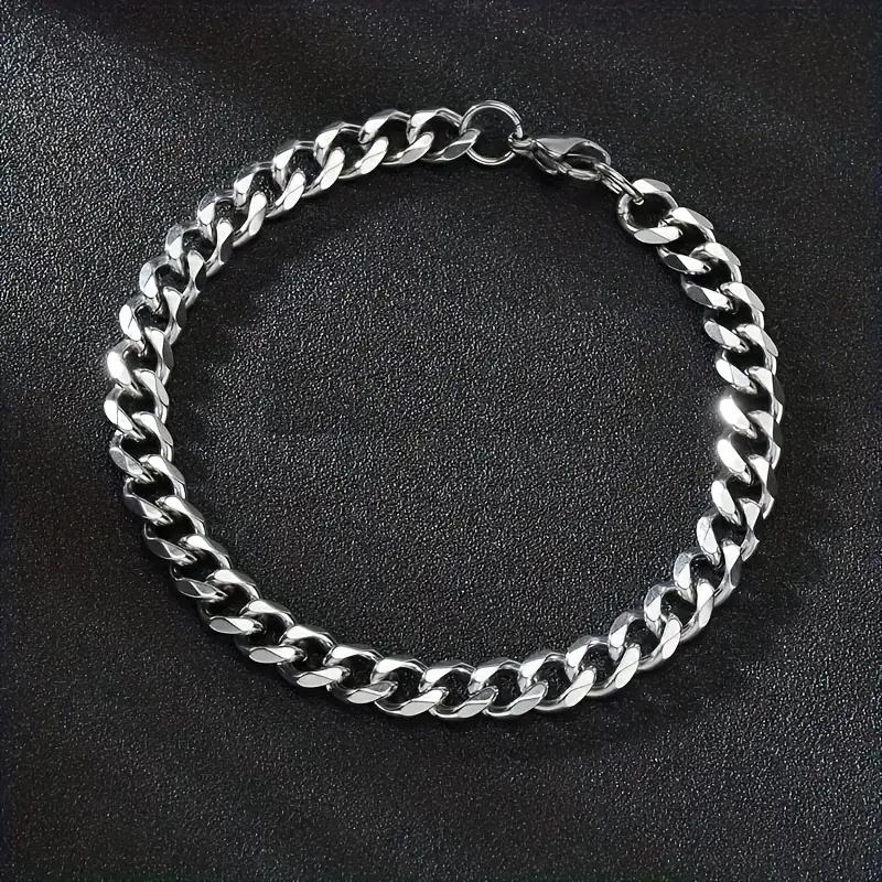 Nemesacél Kubai stílusú 6mm karlánc ezüst színű uniszex 22cm