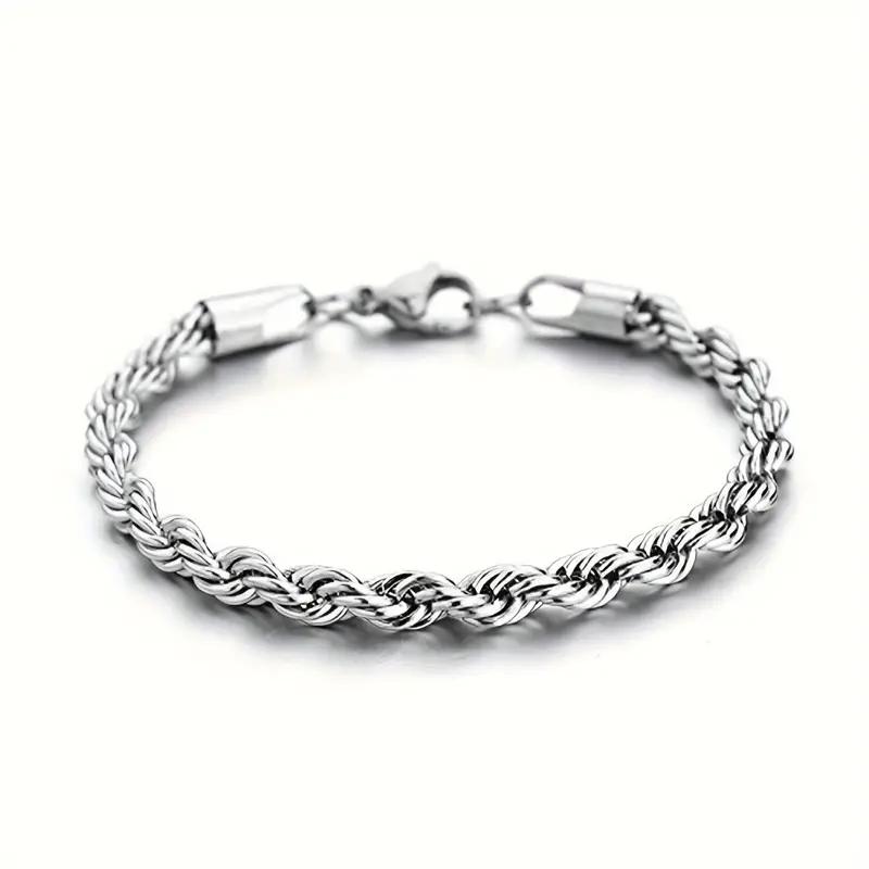 Nemesacél Titán csavart 7mm karlánc ezüst színű uniszex 21cm