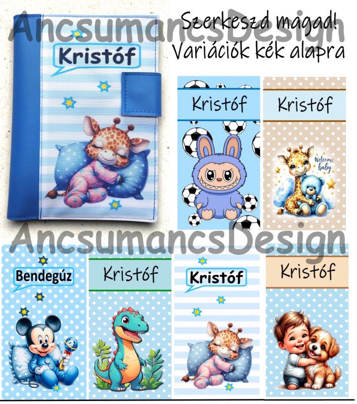 Névre szóló Egészségügyi kiskönyv borító Szerkesztő KÉK alapra!