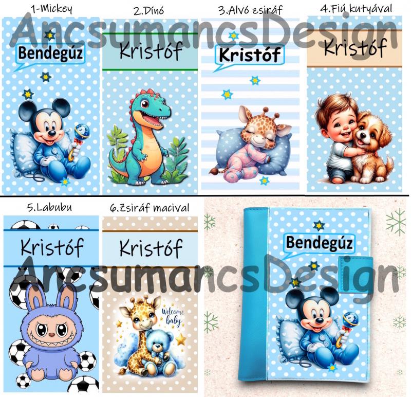 Névre szóló Egészségügyi kiskönyv borító Szerkesztő TÜRKIZKÉK alapra!