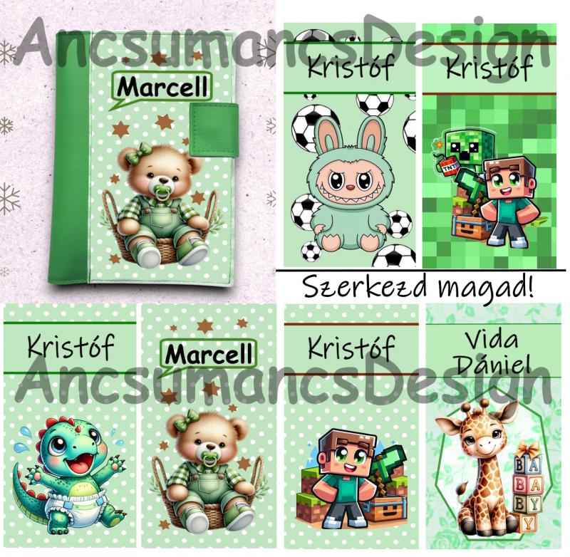 Névre szóló Egészségügyi kiskönyv borító Szerkesztő ZÖLD alapra!