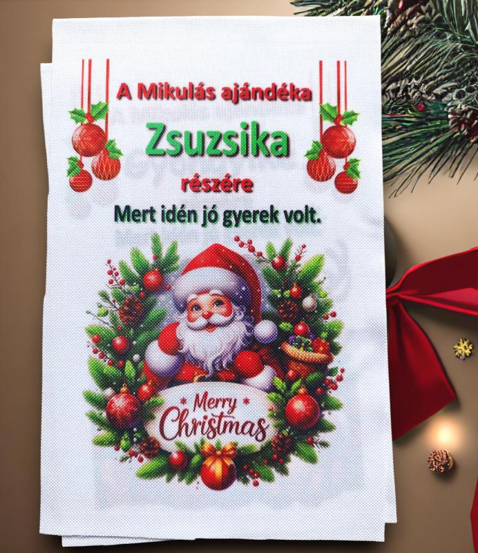 Névre szóló Mikulás zsák textilpanel A5 méret (Mikulás)