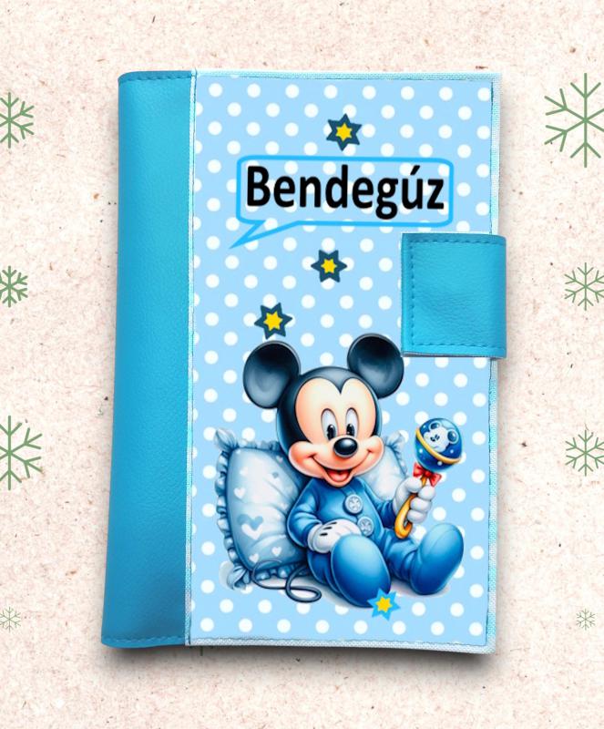 Névre szóló neves Egészségügyi kiskönyv borító - Mickey türkizkék
