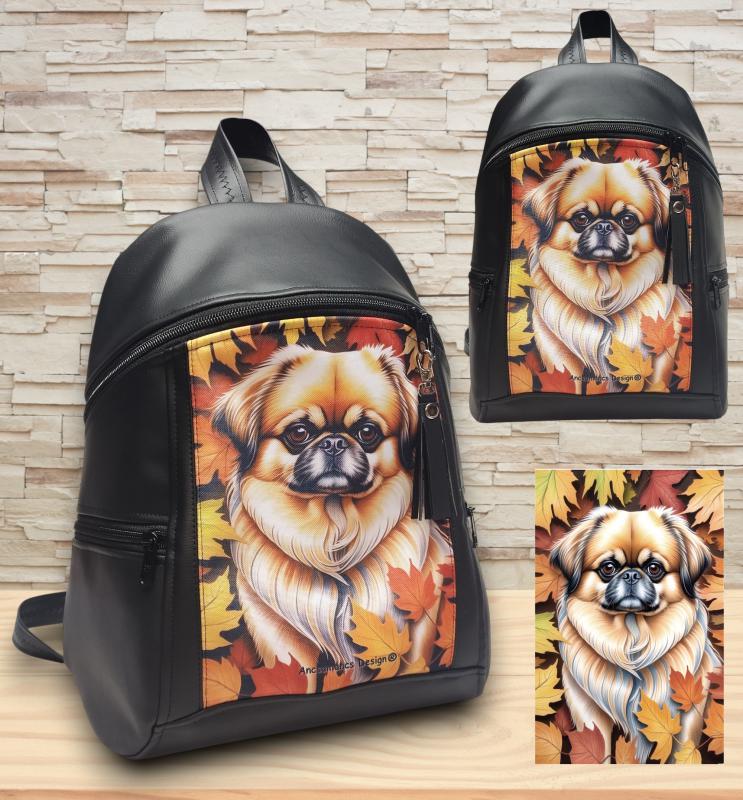 Palotapincsi kutyás MAXIM BackPack L hátizsák textilbőr pántokkal 36x30x16