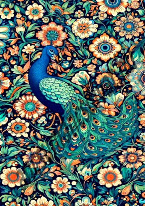 Páva 002 textilpanel választható méretben