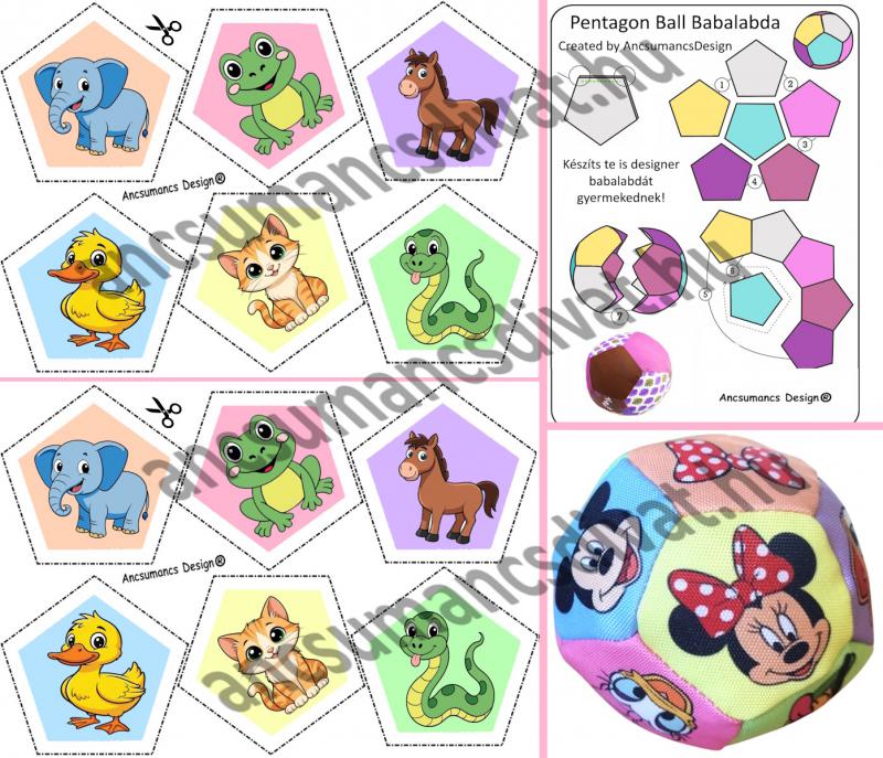 Pentagon Ball Babalabda készítő digitális nyomtatású sablon - Állatok01