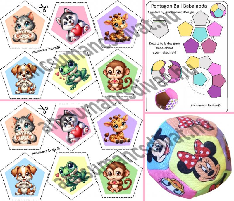 Pentagon Ball Babalabda készítő digitális nyomtatású sablon - Állatok03