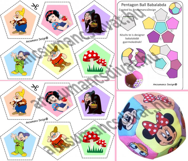 Pentagon Ball Babalabda készítő digitális nyomtatású sablon - Hófehérke