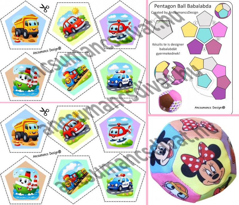 Pentagon Ball Babalabda készítő digitális nyomtatású sablon - Járművek01
