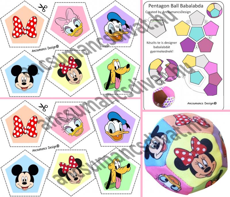 Pentagon Ball Babalabda készítő digitális nyomtatású sablon - Minnie