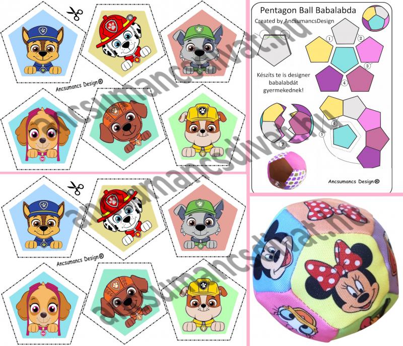 Pentagon Ball Babalabda készítő digitális nyomtatású sablon - Paw
