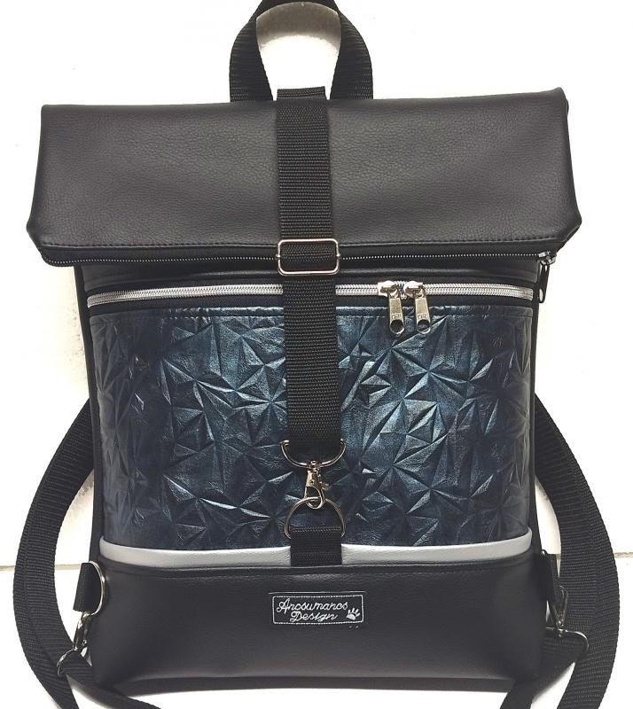 Roll Up Maxi dupla pántos hátizsák sok zsebbel - elegáns fekete-diamantkék