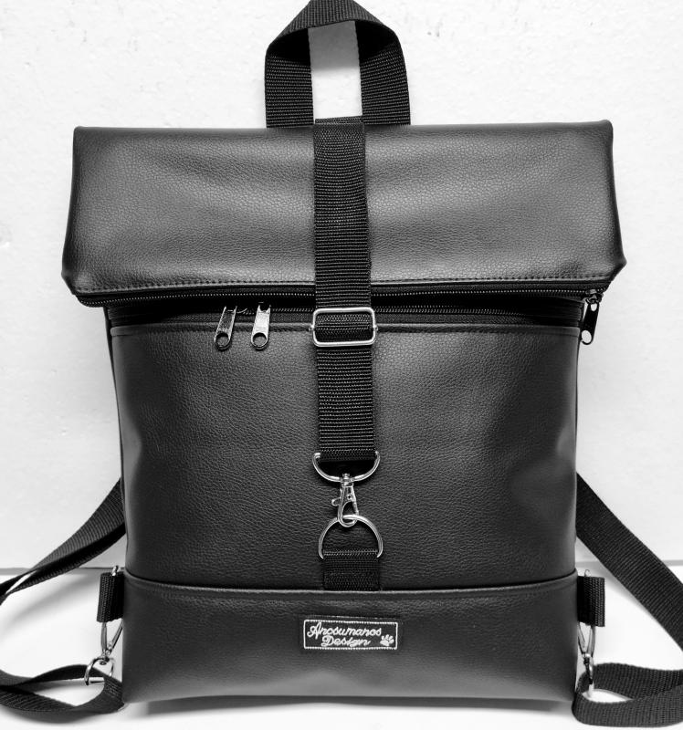 Roll Up Maxi dupla pántos hátizsák sok zsebbel - Elegáns full fekete