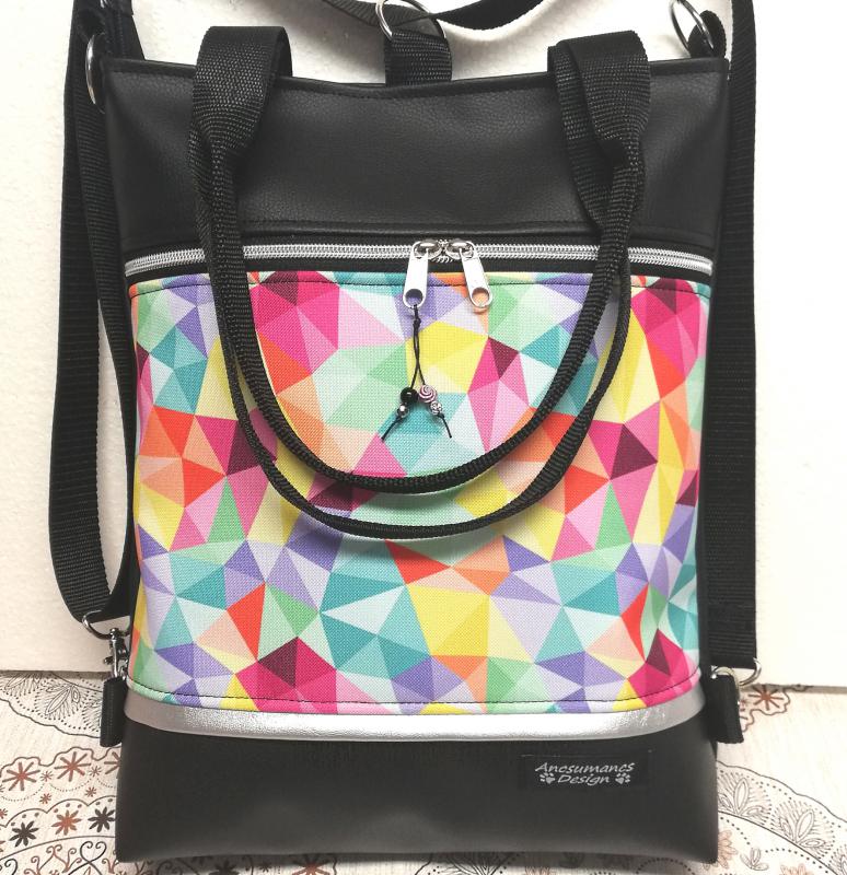 Színes kristályok 4in1 fekete hátizsák univerzális táska