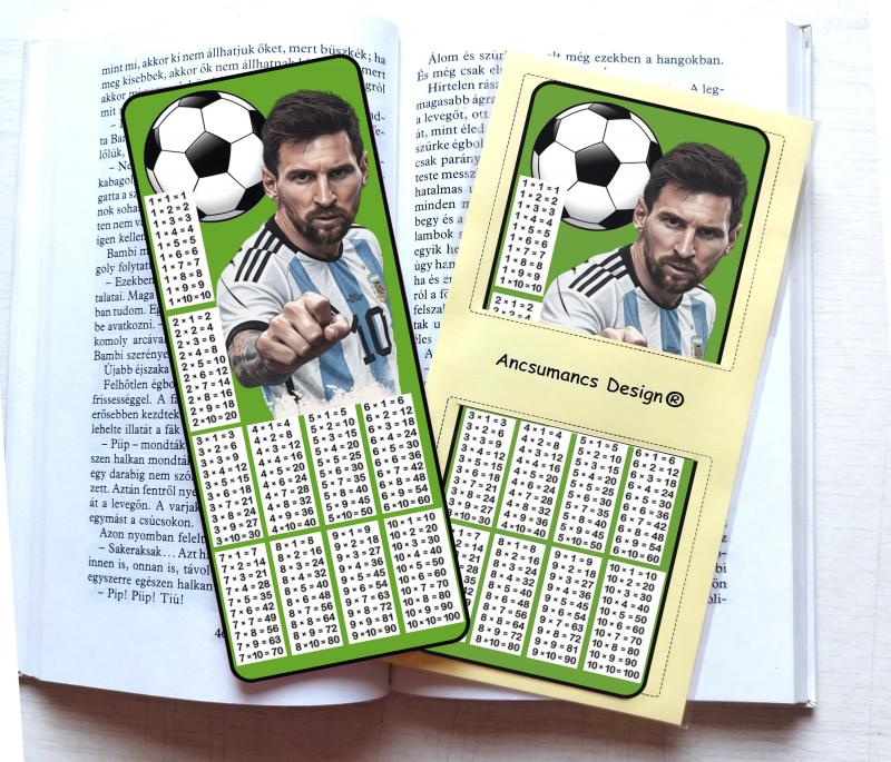 Szorzótáblás laminált könyvjelző Foci01a