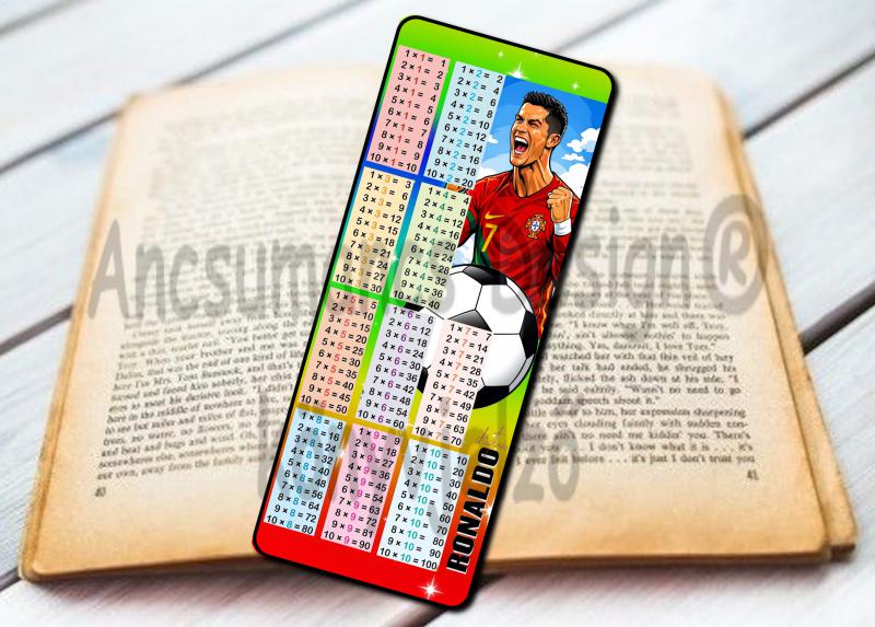 Szorzótáblás laminált könyvjelző Foci02