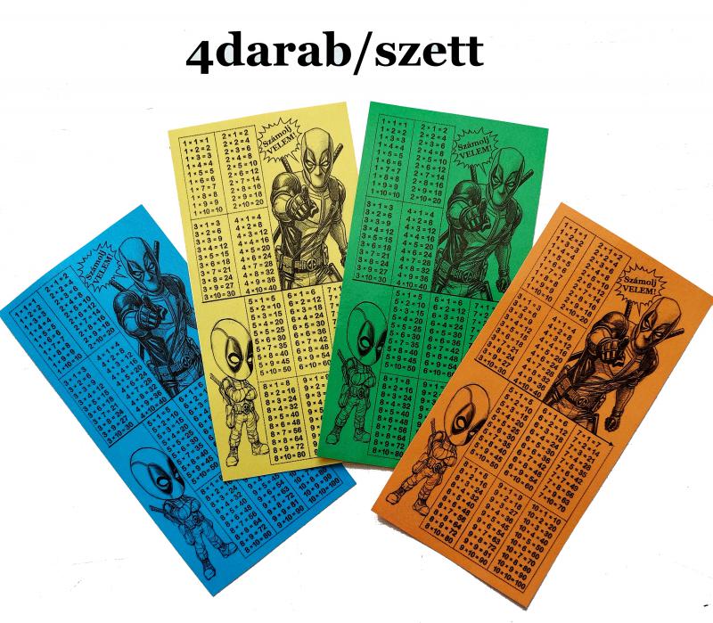 Szorzótáblás laminált könyvjelző szett Deadpool 01