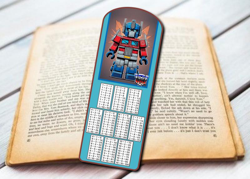 Szorzótáblás Laminált könyvjelző Transzformers 01