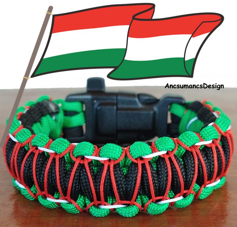 Taktikai túlélő paracord karkötő 3 funkciós csattal COBRA RIDER STITCH HUNGARY (csuklóméret: 18-19 cm)