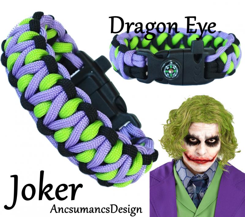 Taktikai túlélő paracord karkötő 3 funkciós csattal DRAGON EYE  JOKER (csuklóméret 19-20cm)