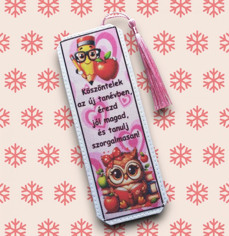 Tanévkezdés Motívációs könyvjelző - Bagoly lány- Köszöntelek az új tanévben