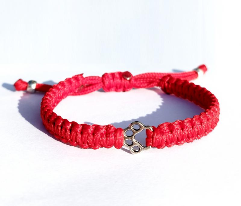 Tappancs kabala makramé karkötő piros