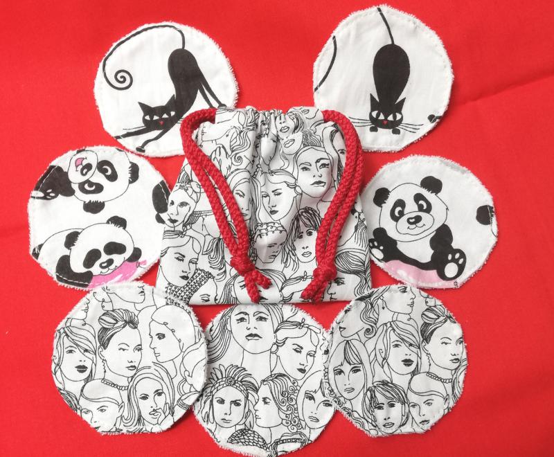 Textil arctisztító korong készlet cica-csajok-panda 7db+tasak