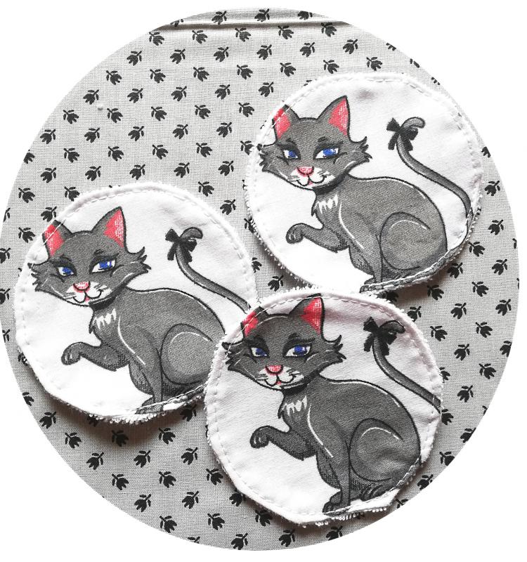 Textil arctisztító sminklemosó korong  - Szürke cicás