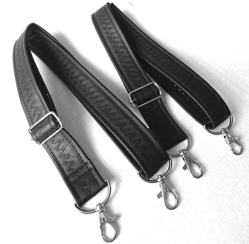 Textilbőr táskafül szett hátizsákhoz-állítható méretű fekete karabineres 3cm (m393)