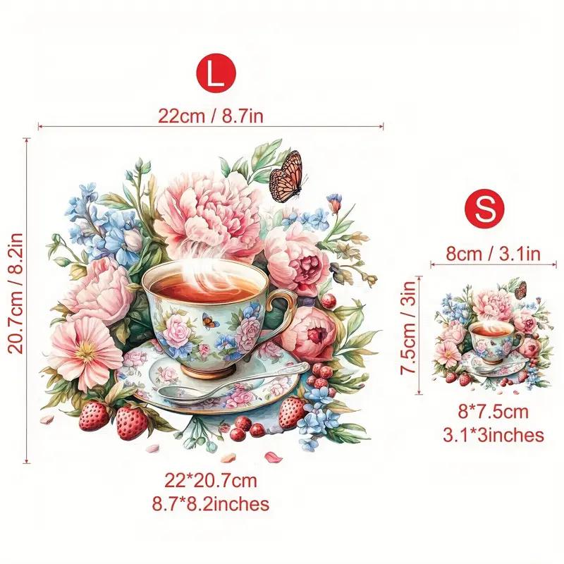 Textilre vasalható minta fólia 002 Kávé könyv virágok szettben