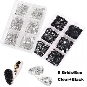 12in1 strasszkő szett - Crystal & Black  2x6in1