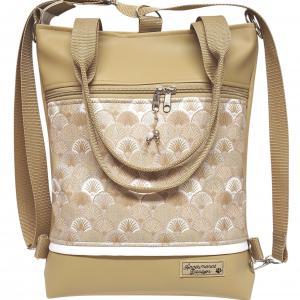 4in1 elegáns női univerzális hátizsák oldaltáska Drapp-mermaid