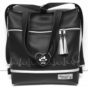 4in1 nagy csini univerzális táska hátizsák - Ekg-szív-tappancs ezüst bojtdíszekkel