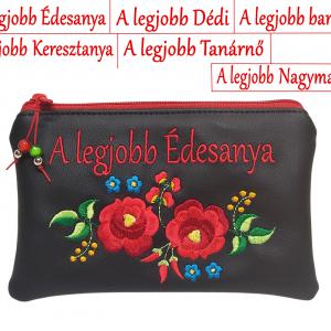 A legjobb... Hímzett Kalocsai virágos neszi pénztárca Hungarian Folkart07 választható felirattal
