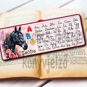 ABC mintás Neves Laminált könyvjelző Lovas 01