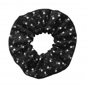 AncsuArt Hair textil hajgumi - Fekete-fehér apró tulipánok