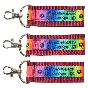 Ancsumancs Design szivárvány heveder kulcstartó táskadísz karabinerrel bordó