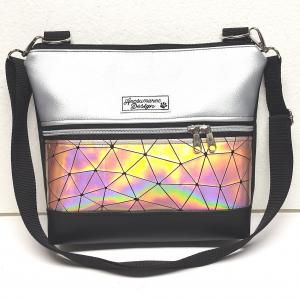 Bella crossbody oldaltáska 28x24cm - Barack lézerhologram ezüsttel