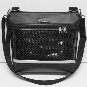 Bella crossbody oldaltáska  28x24cm - Elegáns fekete sellőhologramos